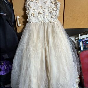 Elegant Ivory Cream formal Floral Dress